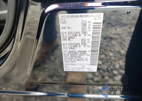 2020 Infiniti Qx60 Luxe z USA, uszkodzony, nr VIN 5N1DL0MN8LC537275